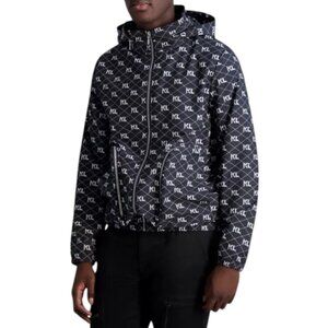 Karl Lagerfeld Paris All Over Printed Zip Up Windbreaker Jacket Large NWT